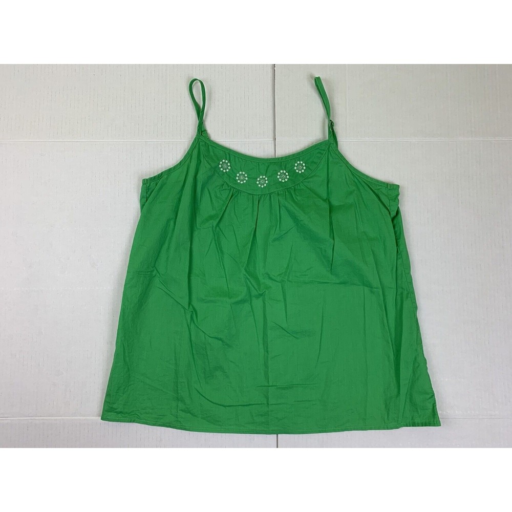 Old Navy Women S Small Green Ajustable Spaghetti Strap Tank Top Embroidered